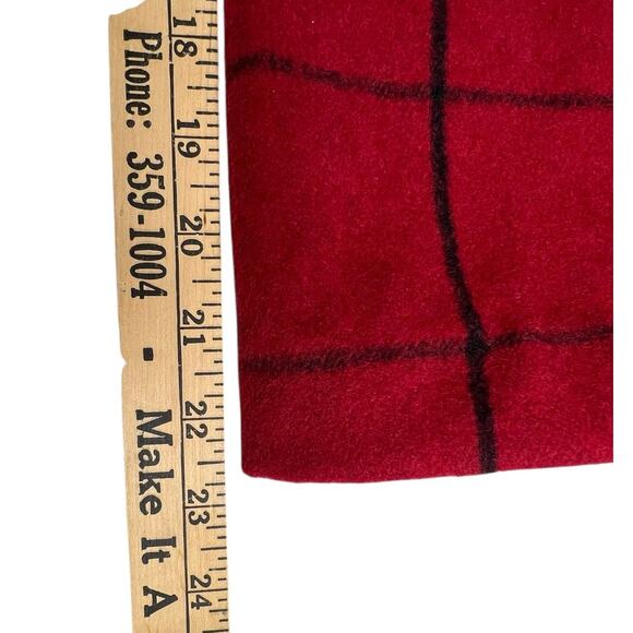 Jessica London Peacoat Women 24 Petite Red Check Wool Blend Double Breasted Coat - Picture 9 of 10